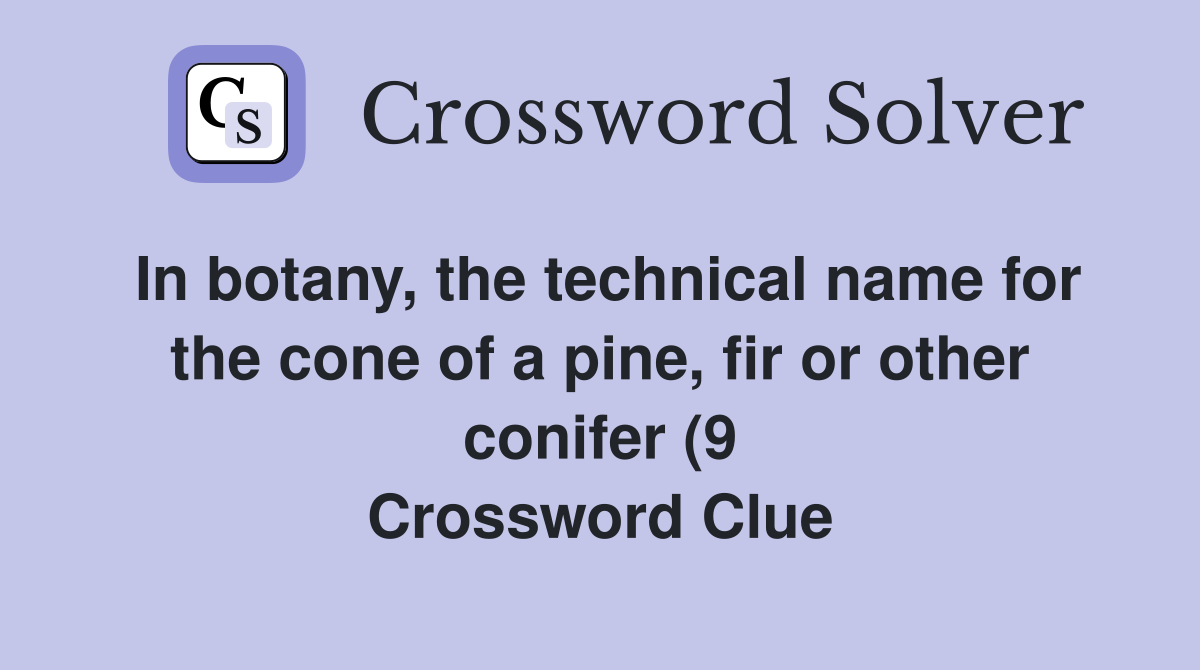 In botany the technical name for the cone of a pine fir or other In botany the technical name for the cone of a pine fir or other