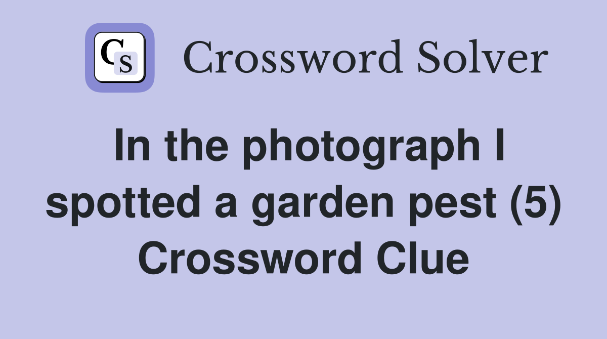 In the photograph I spotted a garden pest (5) Crossword Clue