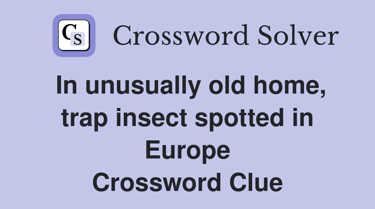 In unusually old home, trap insect spotted in Europe Crossword Clue