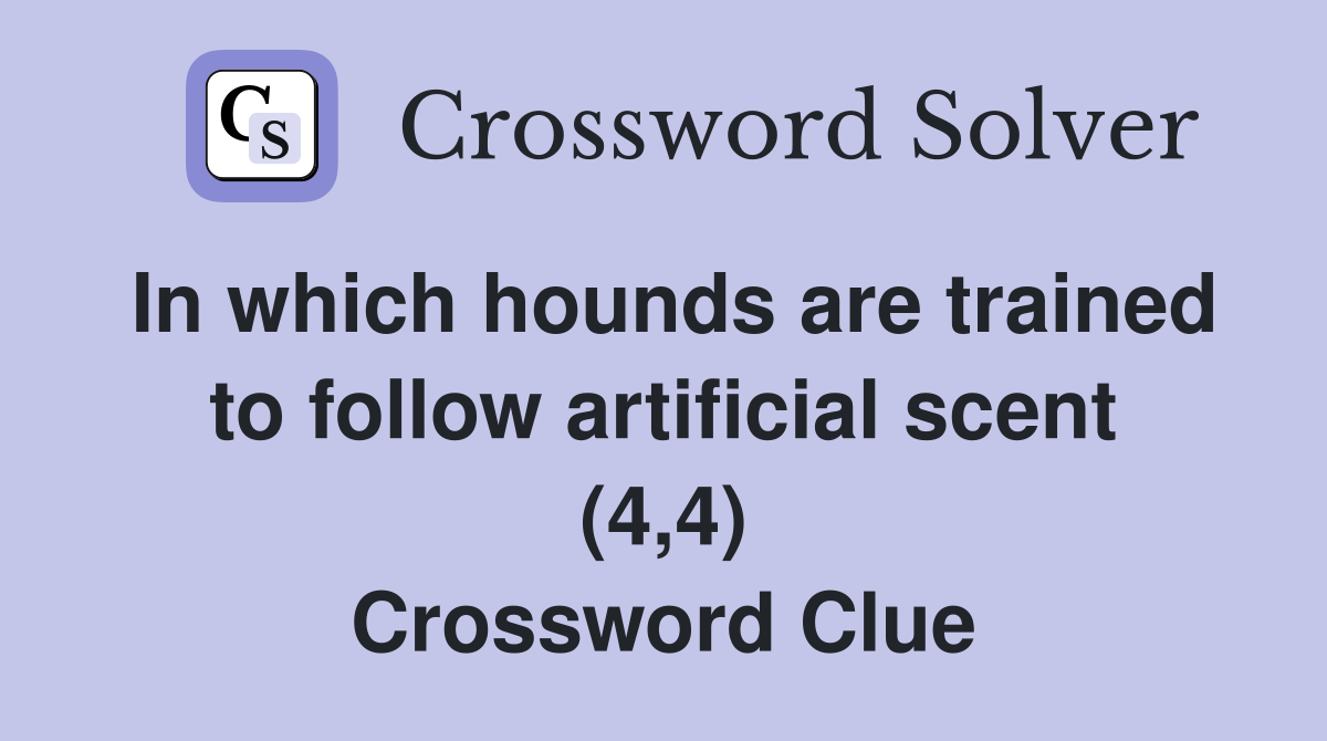 In which hounds are trained to follow artificial scent (4,4) Crossword Clue