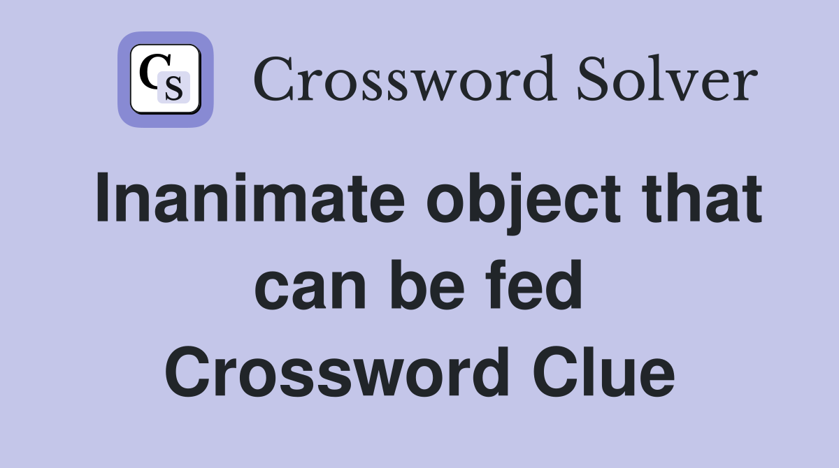 Inanimate object that can be fed Crossword Clue