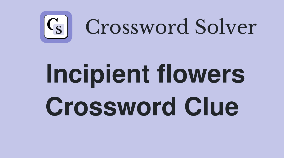 Incipient flowers Crossword Clue