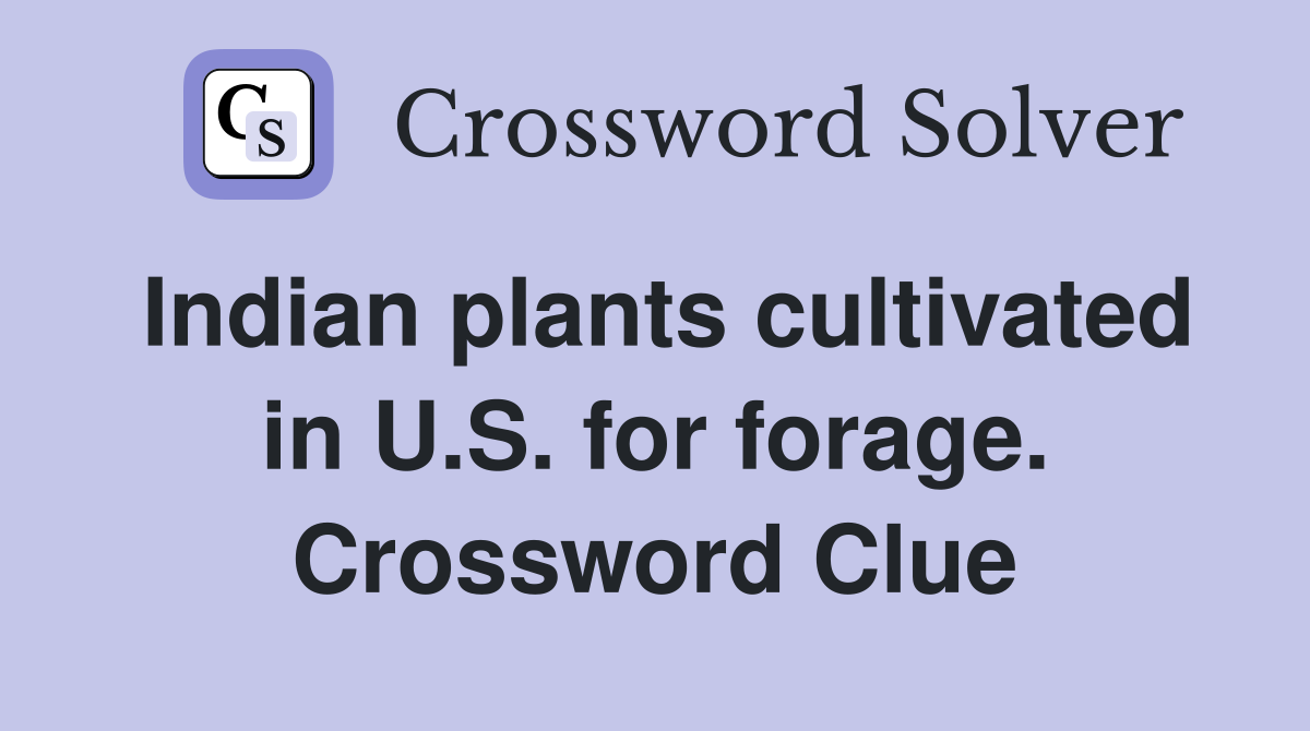 Indian plants cultivated in U.S. for forage. Crossword Clue