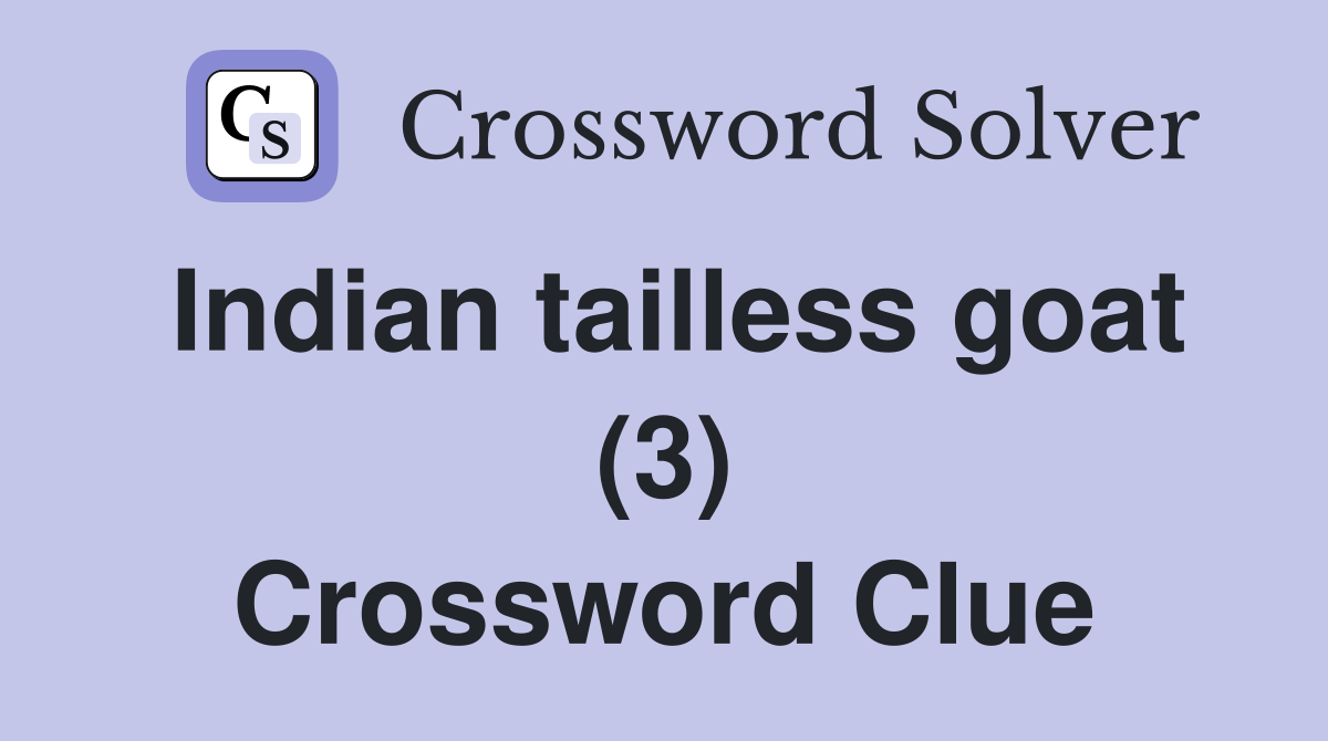 Indian tailless goat (3) Crossword Clue