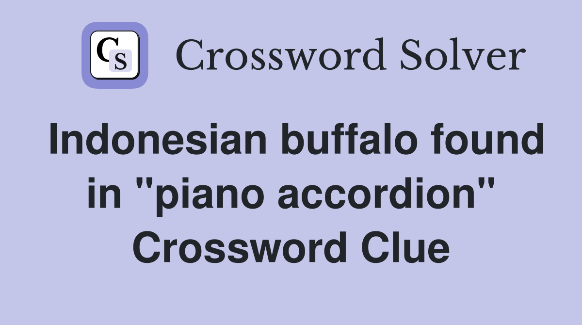 Indonesian buffalo found in "piano accordion" Crossword Clue