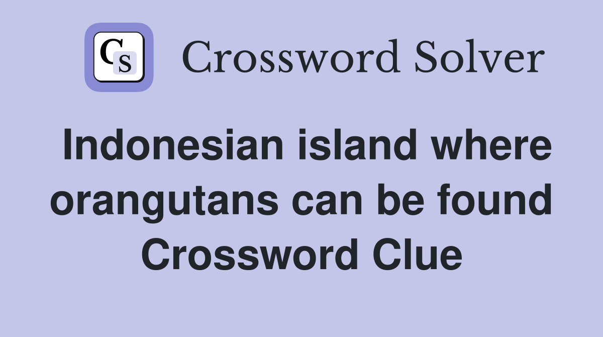 Indonesian island where orangutans can be found Crossword Clue