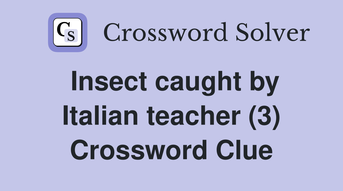Insect caught by Italian teacher (3) Crossword Clue
