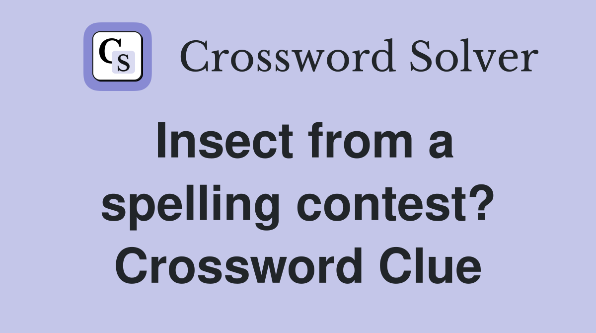 Insect from a spelling contest? Crossword Clue