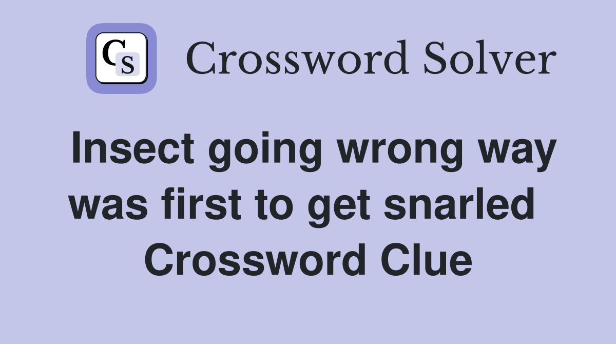 Insect going wrong way was first to get snarled  Crossword Clue