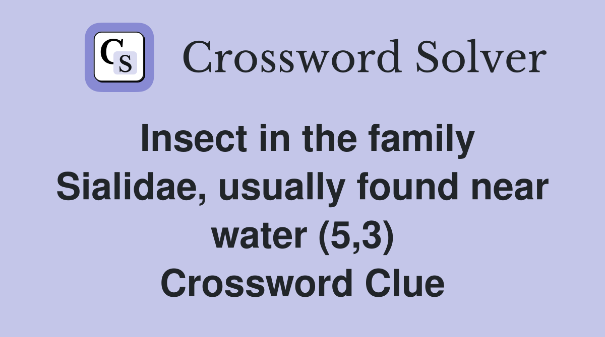 Insect in the family Sialidae, usually found near water (5,3) Crossword Clue