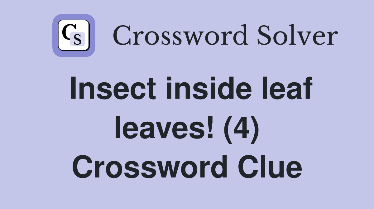 Insect inside leaf leaves! (4) Crossword Clue
