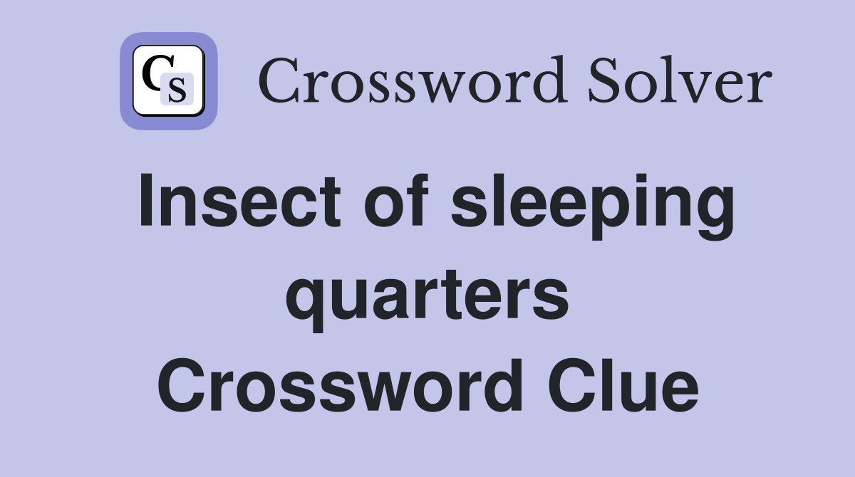 Insect of sleeping quarters Crossword Clue