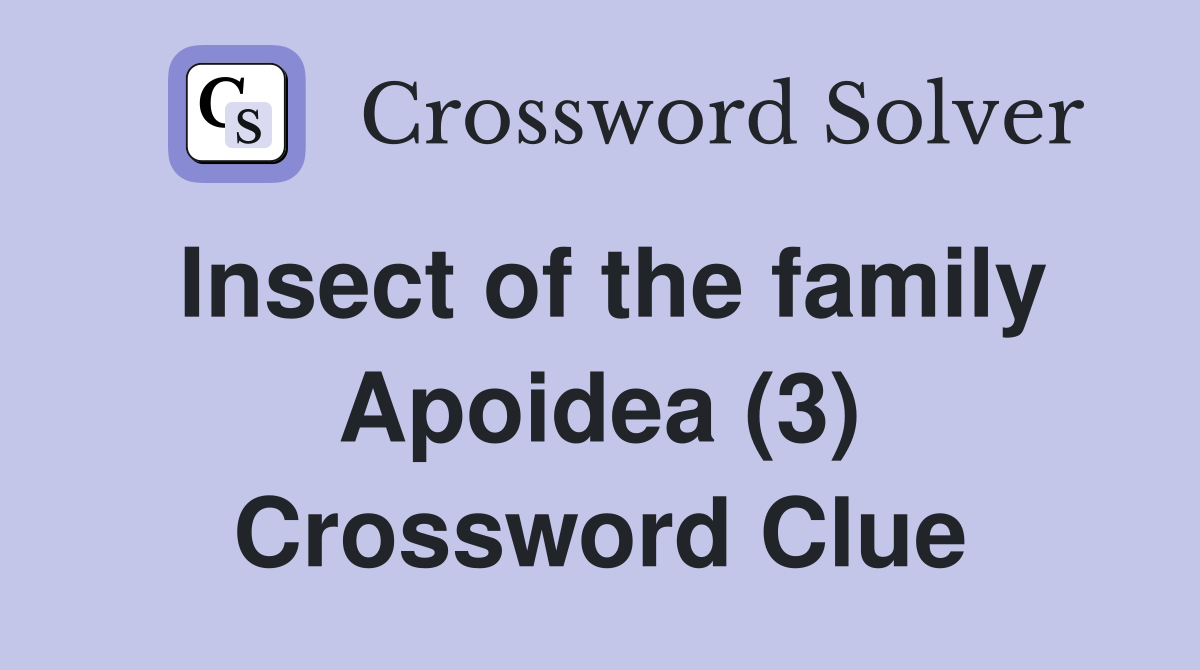 Insect of the family Apoidea (3) Crossword Clue