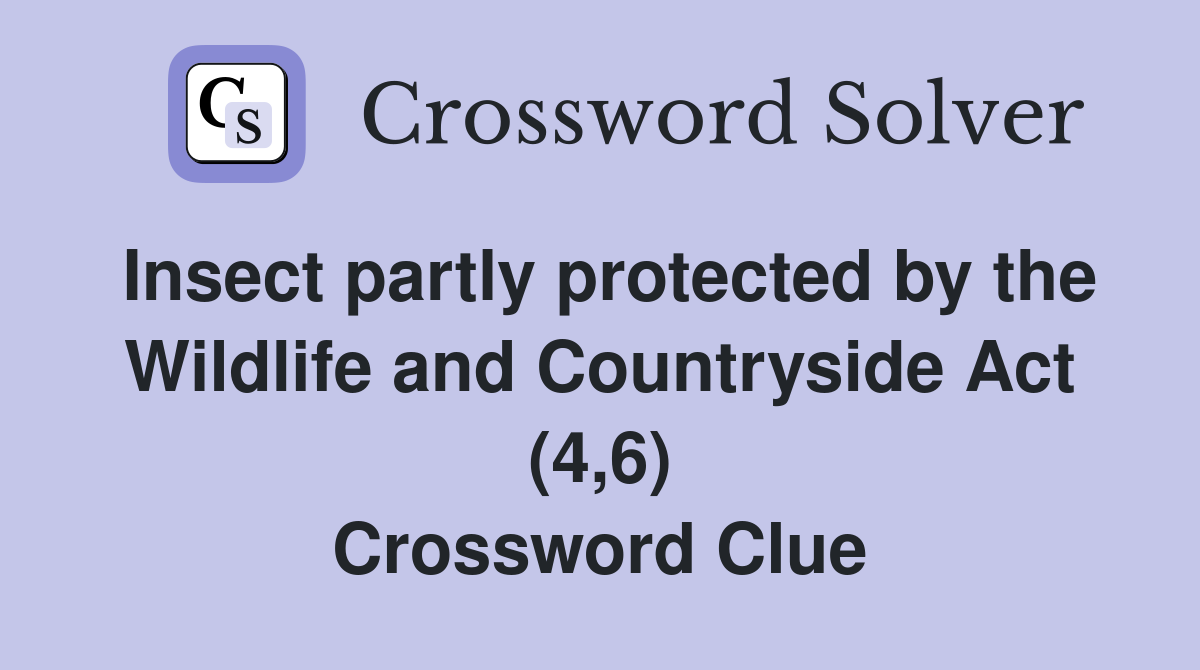 Insect partly protected by the Wildlife and Countryside Act (4,6) Crossword Clue