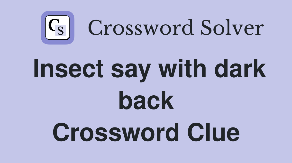 Insect say with dark back Crossword Clue