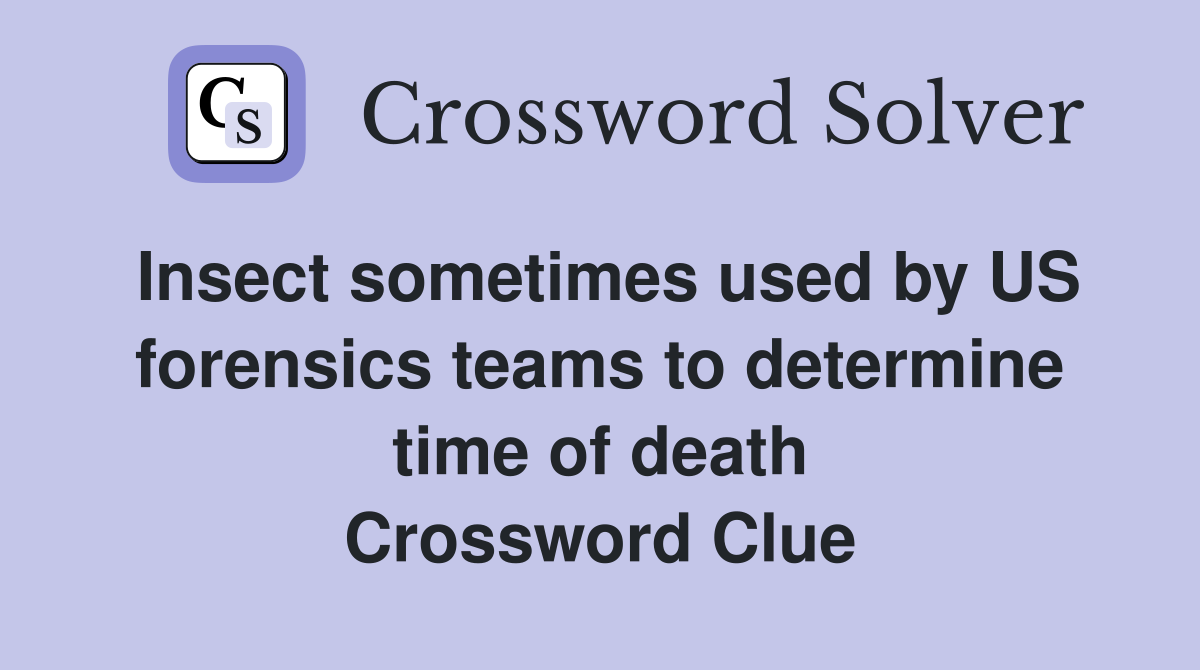 Insect sometimes used by US forensics teams to determine time of death Crossword Clue