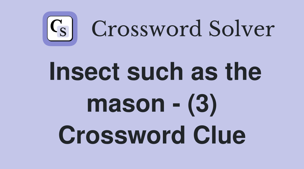 Insect such as the mason - (3) Crossword Clue