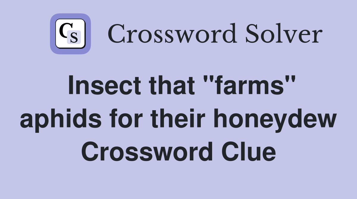 Insect that "farms" aphids for their honeydew Crossword Clue