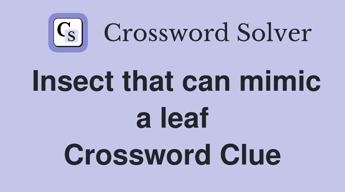 Insect that can mimic a leaf Crossword Clue