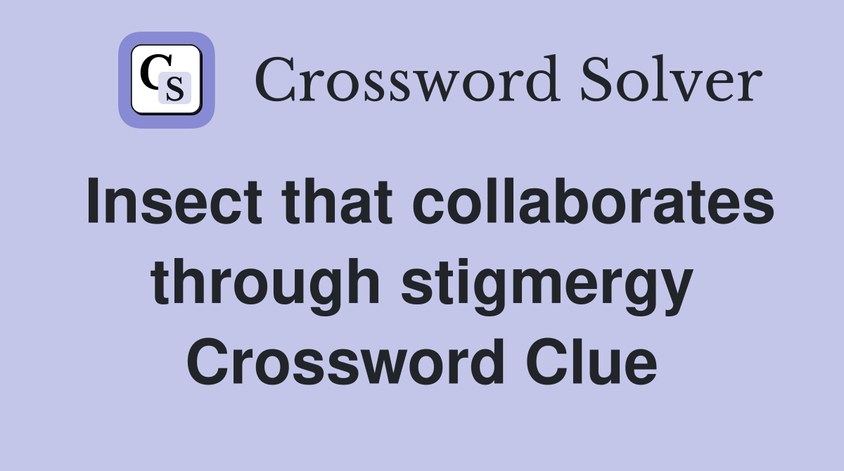 Insect that collaborates through stigmergy Crossword Clue