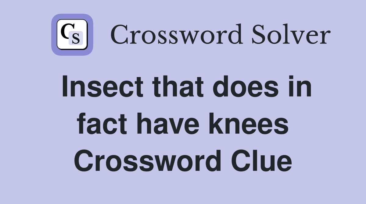 Insect that does in fact have knees Crossword Clue