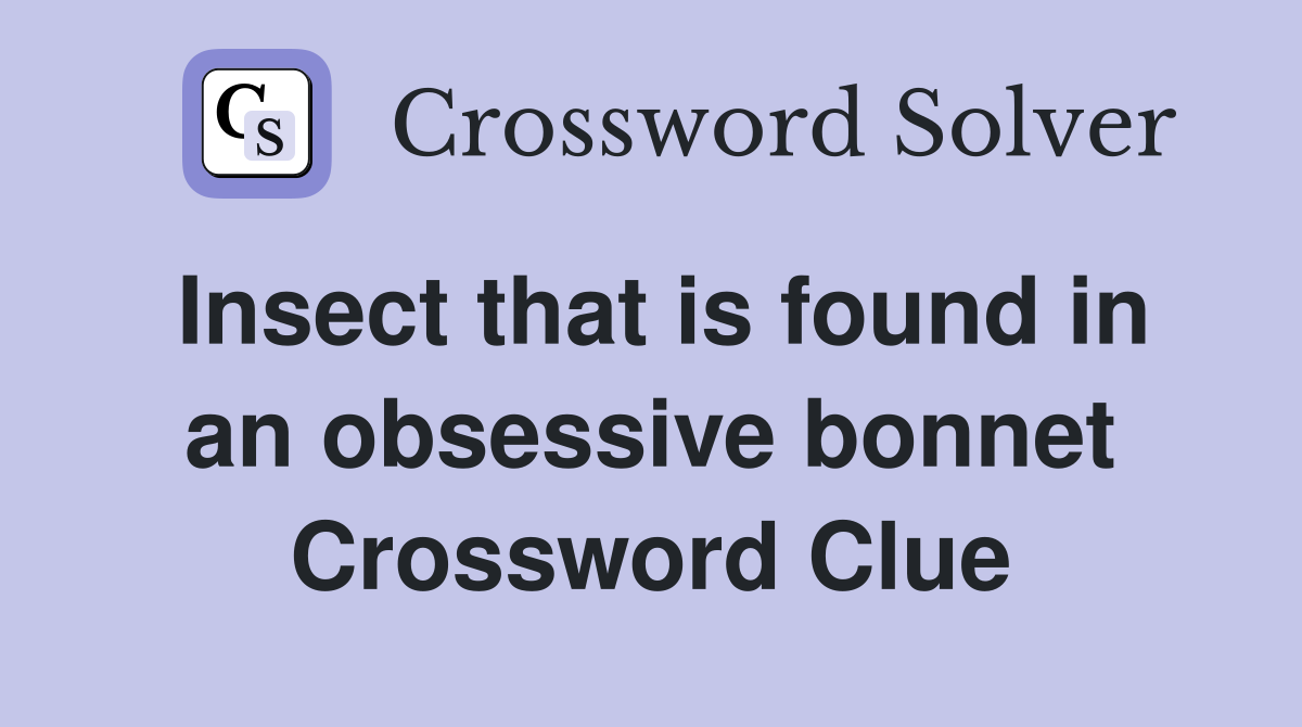 Insect that is found in an obsessive bonnet Crossword Clue