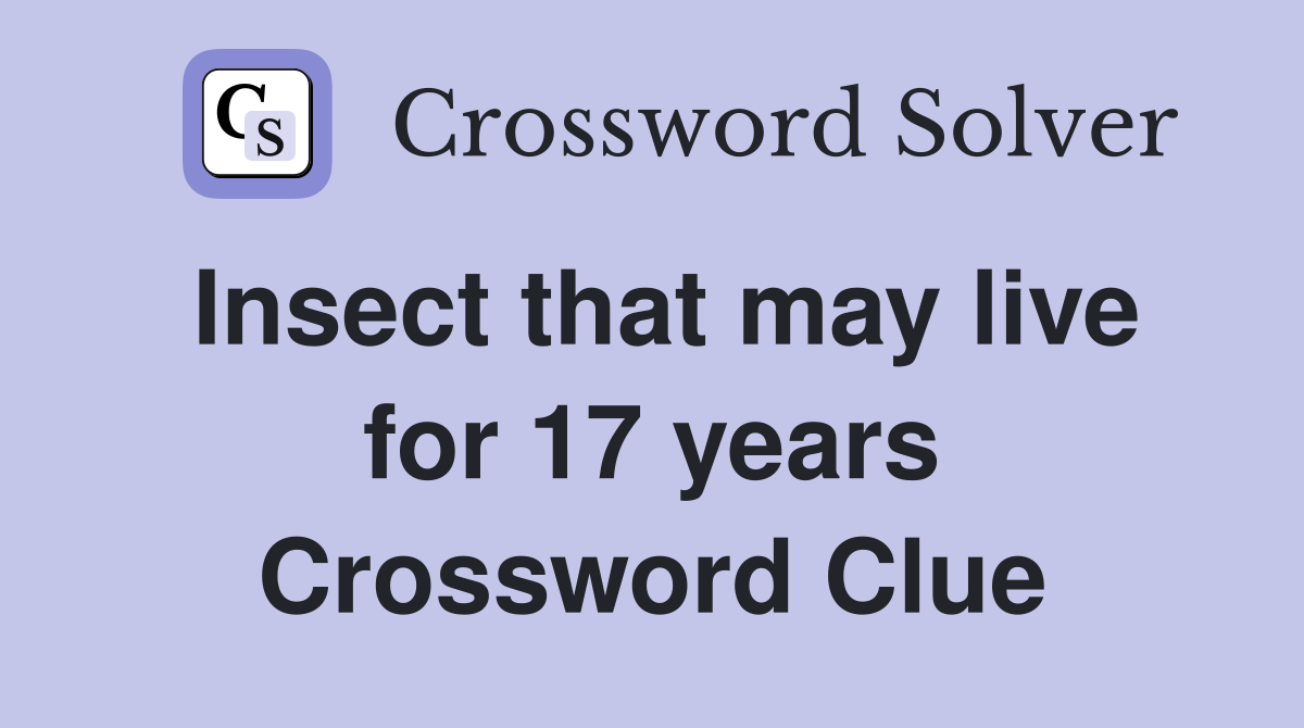 Insect that may live for 17 years Crossword Clue