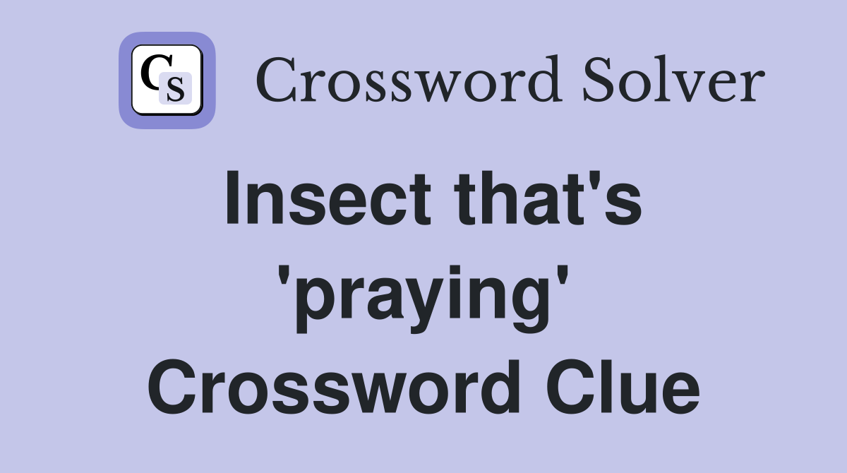Insect that's 'praying' Crossword Clue