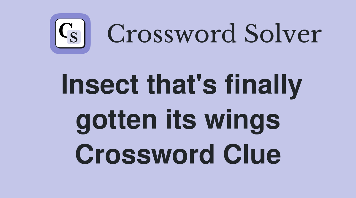 Insect that's finally gotten its wings Crossword Clue