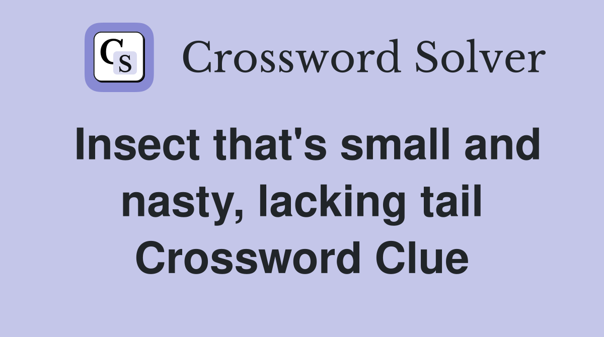 Insect that's small and nasty, lacking tail Crossword Clue