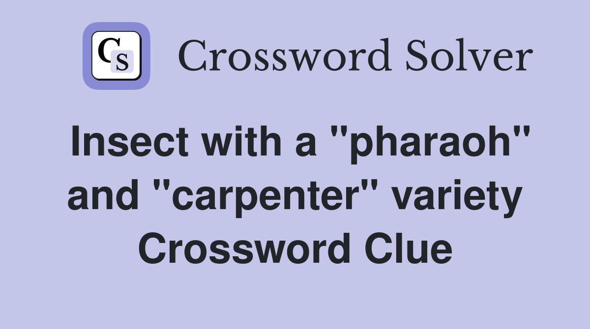 Insect with a "pharaoh" and "carpenter" variety Crossword Clue