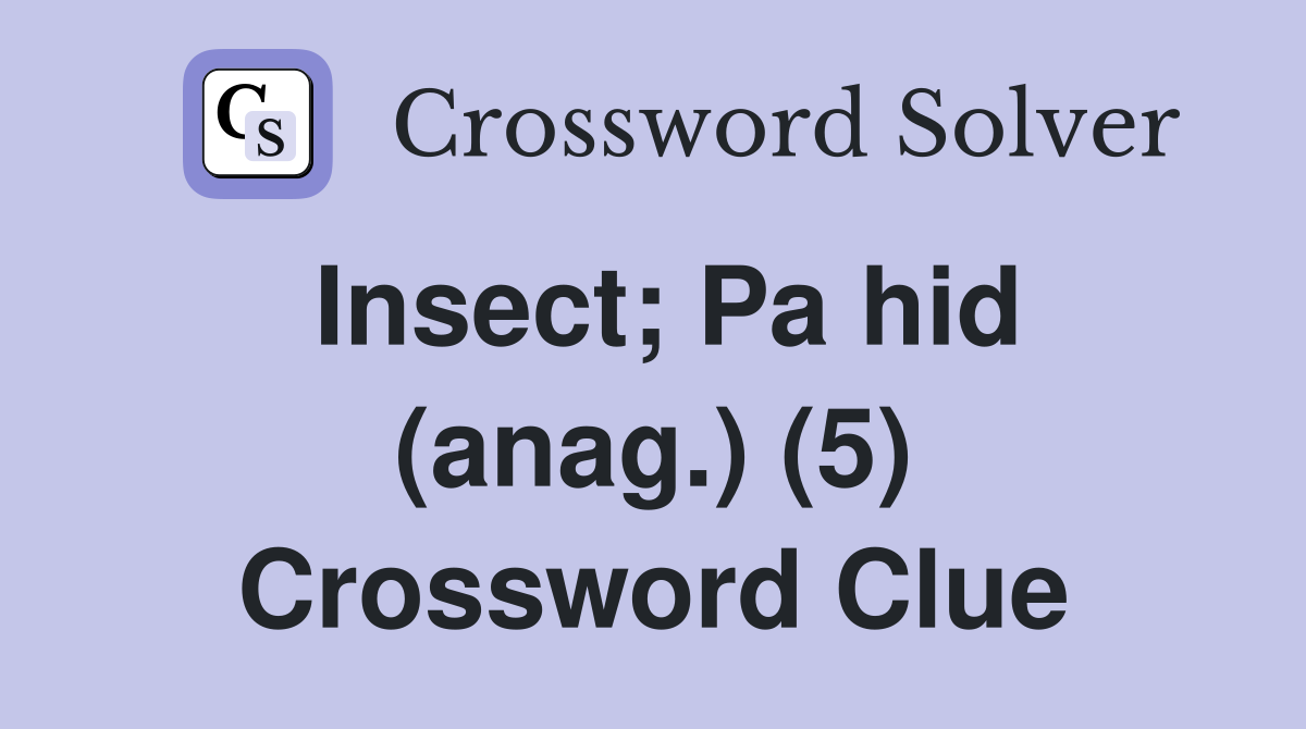 Insect; Pa hid (anag.) (5) Crossword Clue