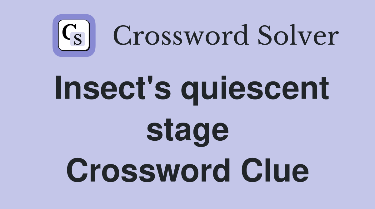 Insect's quiescent stage Crossword Clue