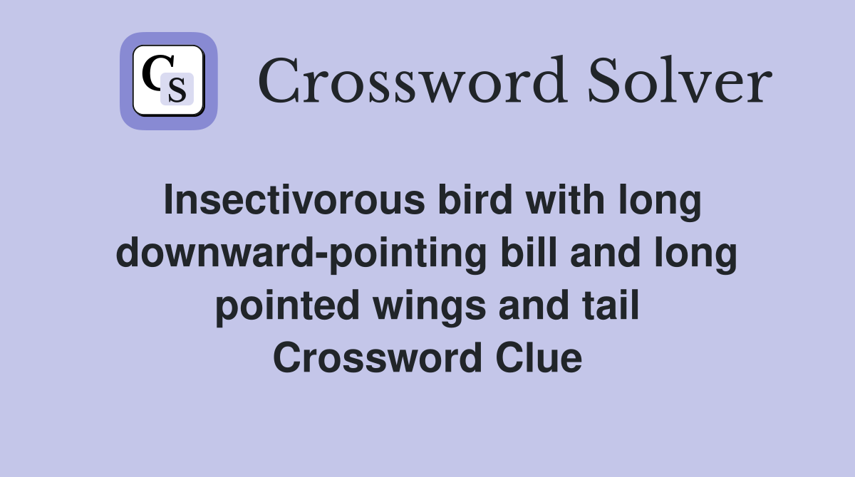 Insectivorous bird with long downward-pointing bill and long pointed wings and tail Crossword Clue