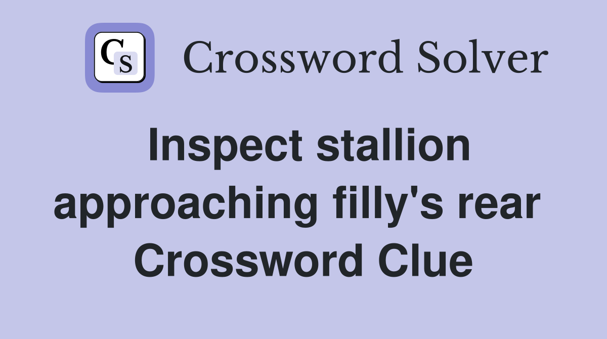 Inspect stallion approaching filly's rear  Crossword Clue