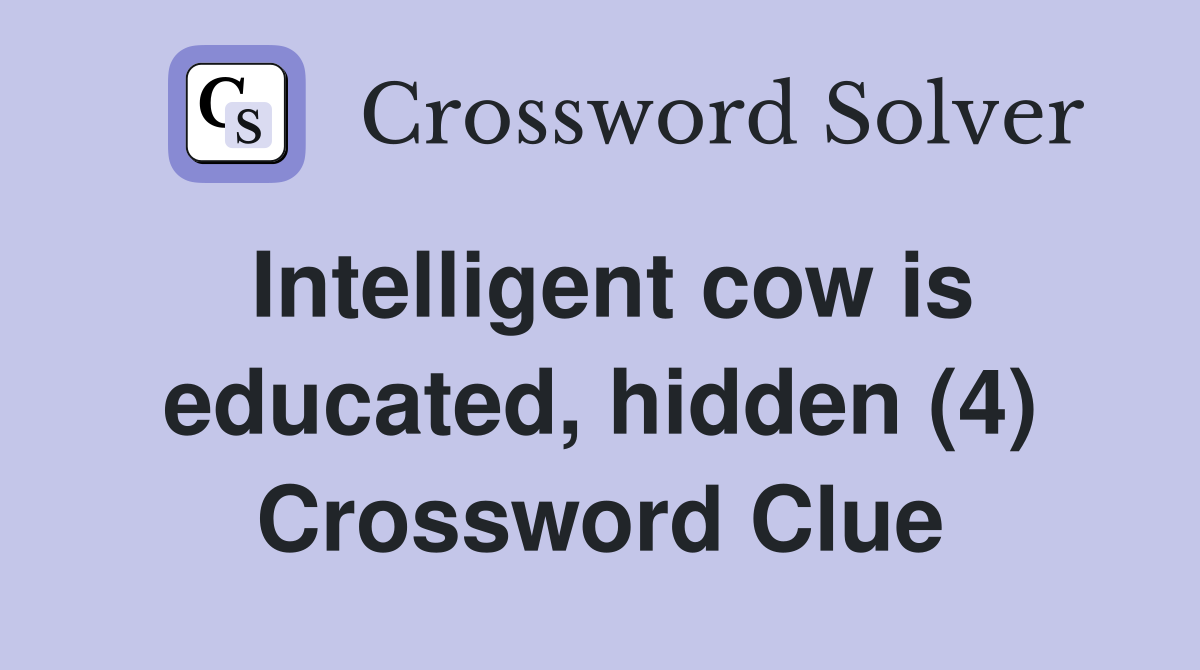 Intelligent cow is educated, hidden (4) Crossword Clue