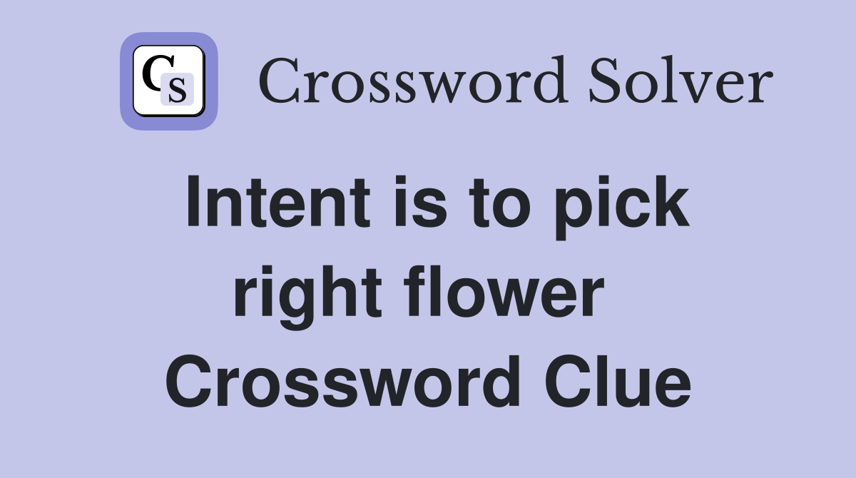 Intent is to pick right flower  Crossword Clue