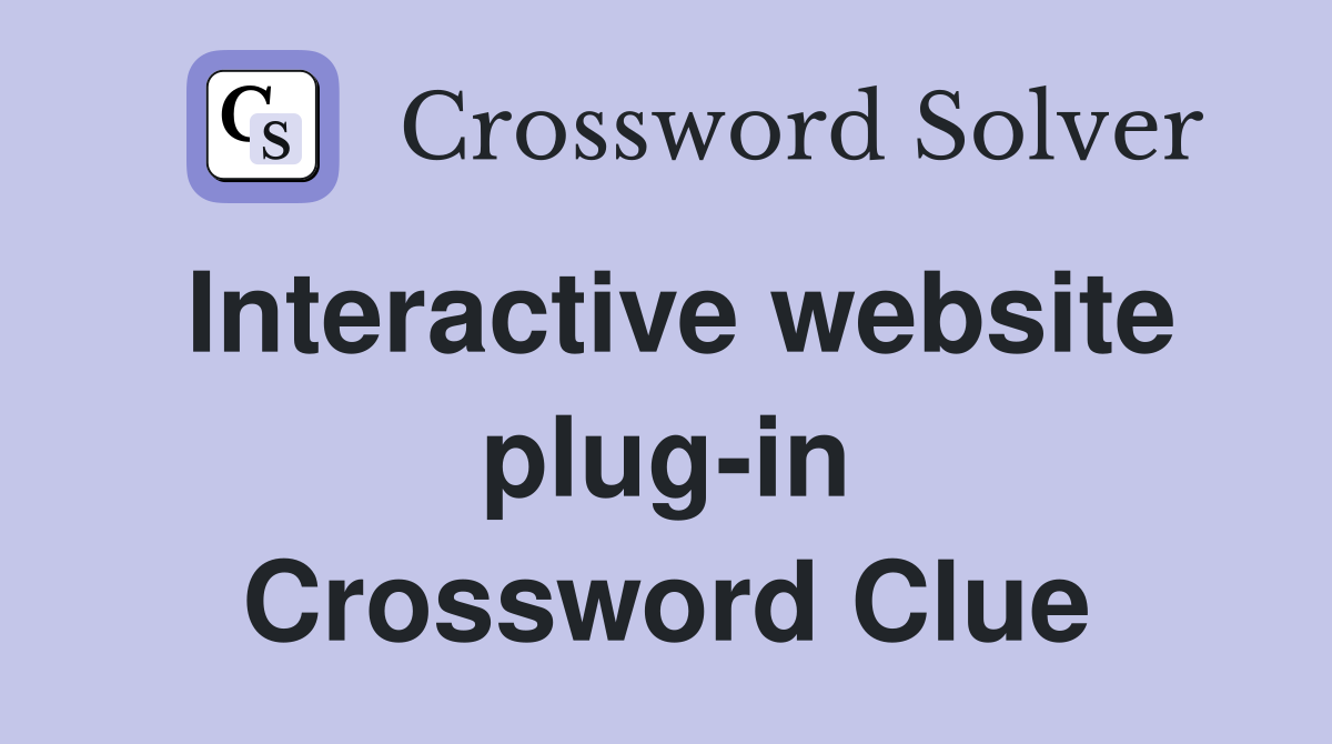 Interactive website plug-in Crossword Clue