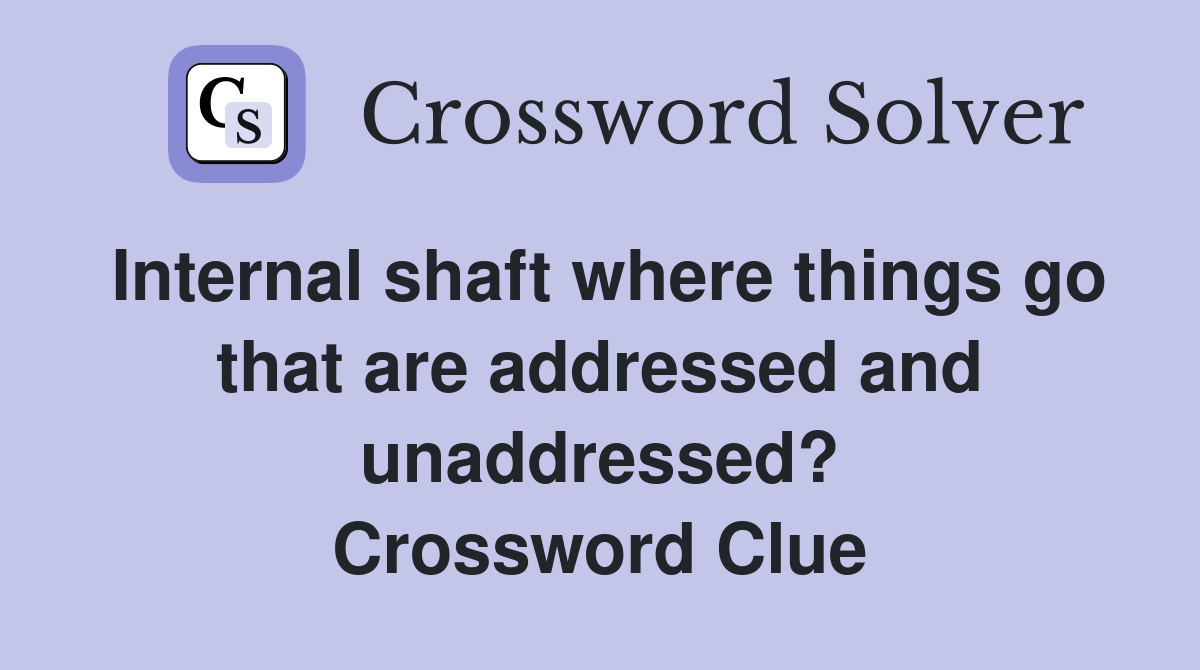 Internal shaft where things go that are addressed and unaddressed? Crossword Clue
