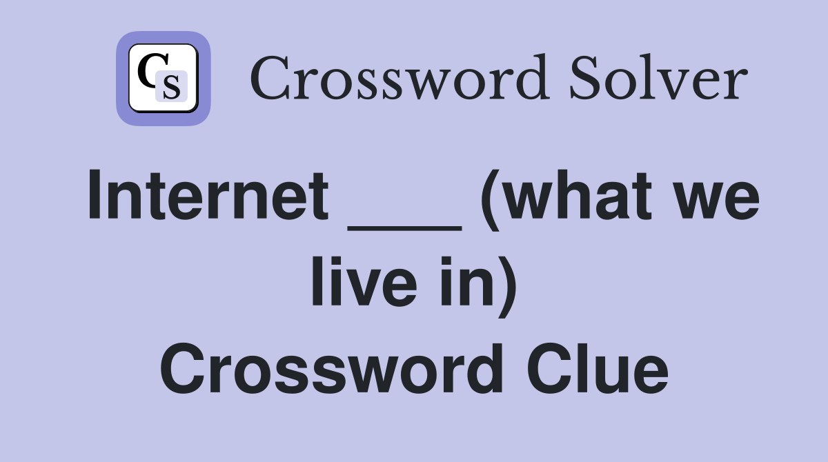 Internet ___ (what we live in) Crossword Clue