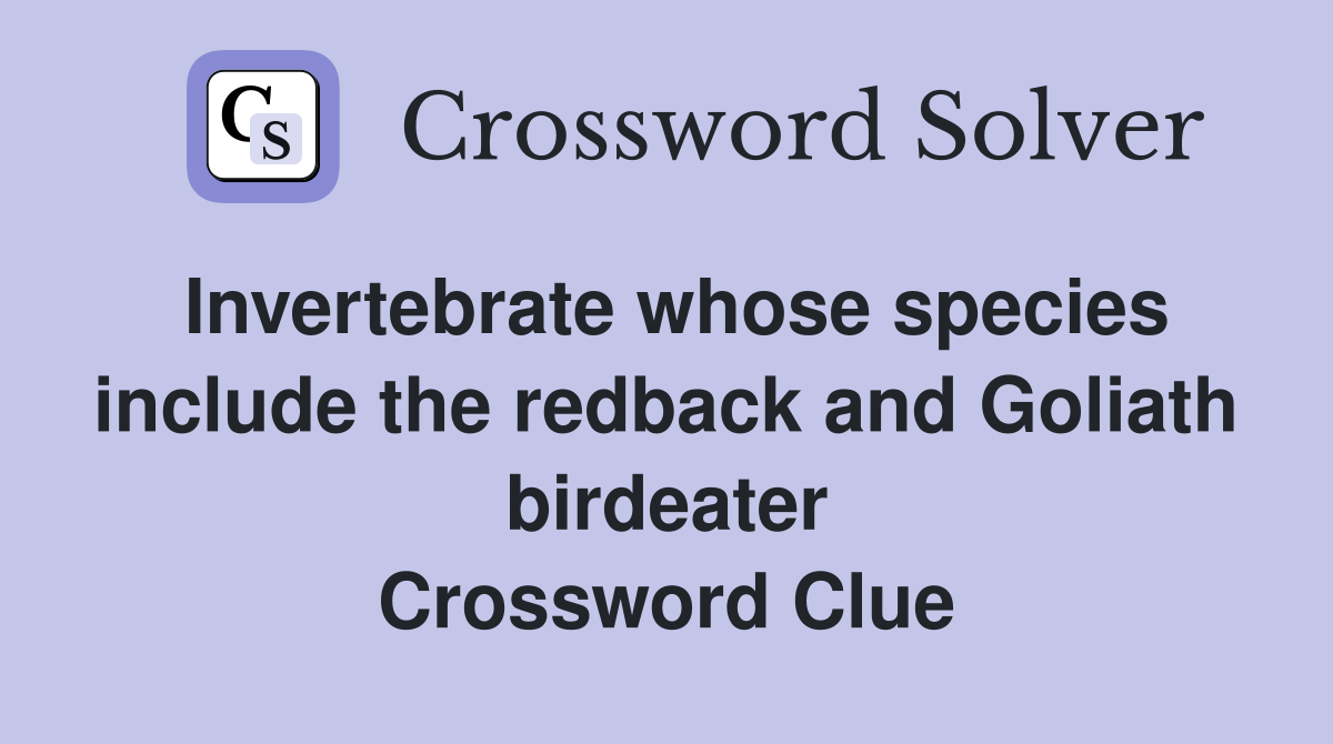 Invertebrate whose species include the redback and Goliath birdeater Crossword Clue