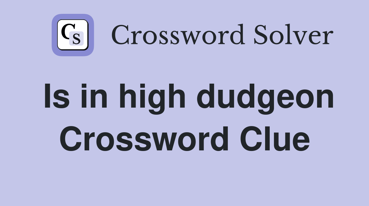 Is in high dudgeon Crossword Clue