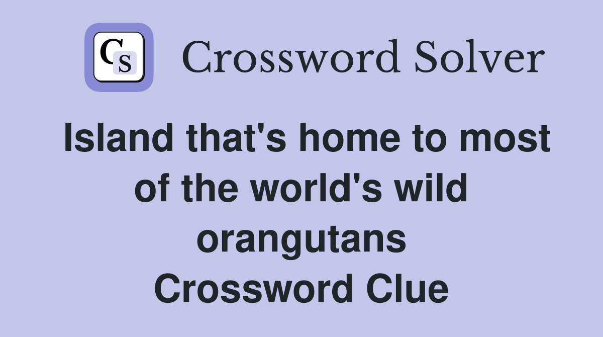Island that's home to most of the world's wild orangutans Crossword Clue