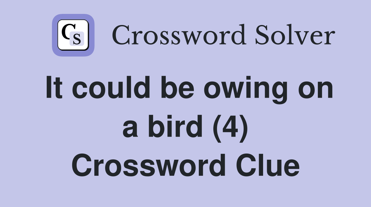 It could be owing on a bird (4) Crossword Clue