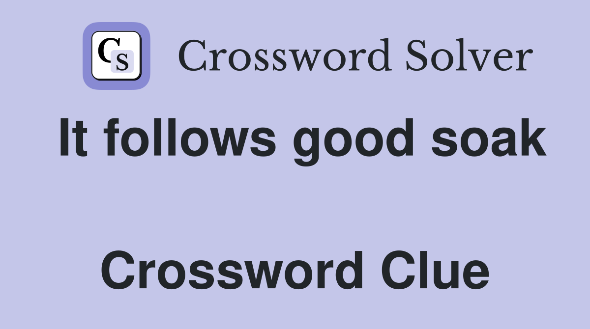It follows good soak  Crossword Clue