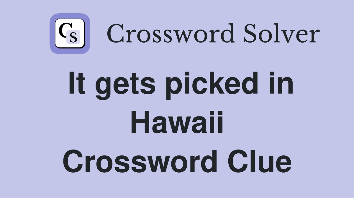 It gets picked in Hawaii Crossword Clue