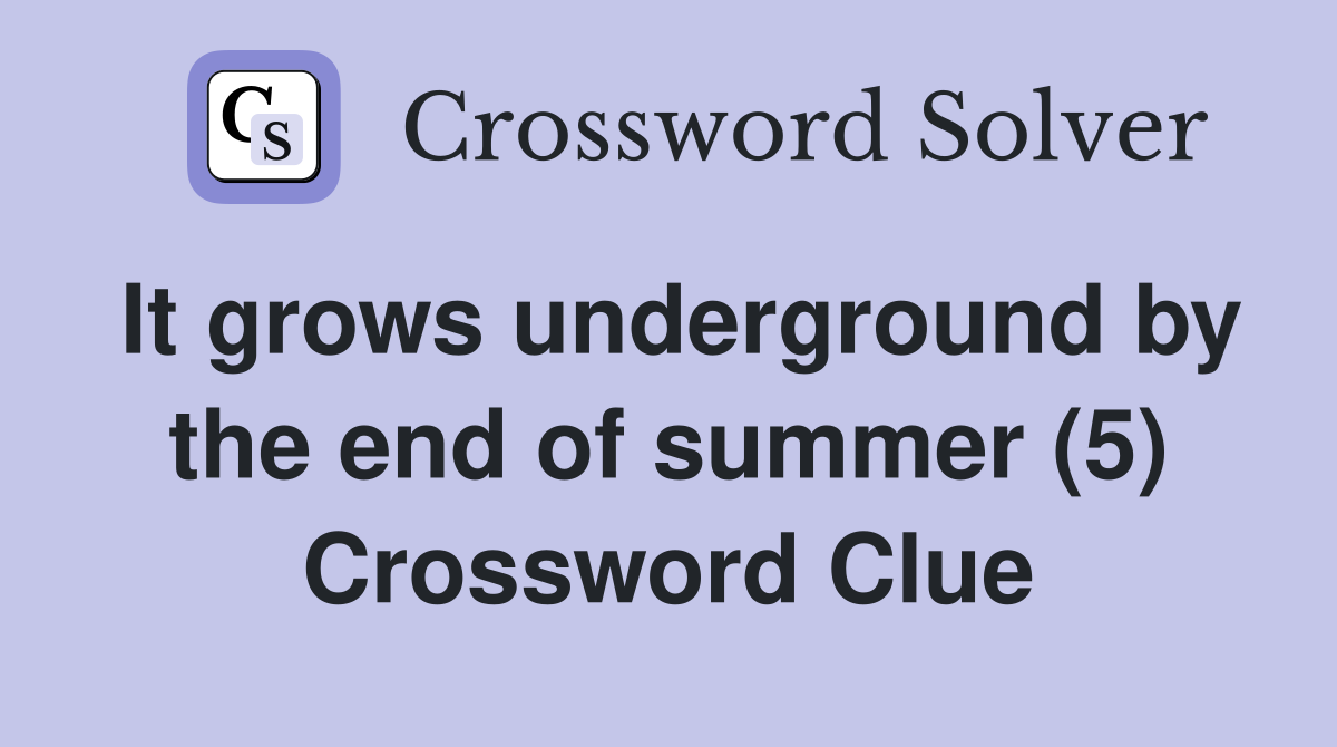 It grows underground by the end of summer (5) Crossword Clue