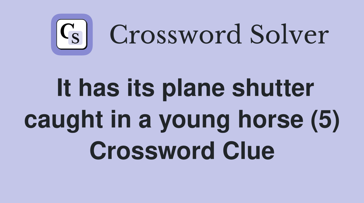 It has its plane shutter caught in a young horse (5) Crossword Clue