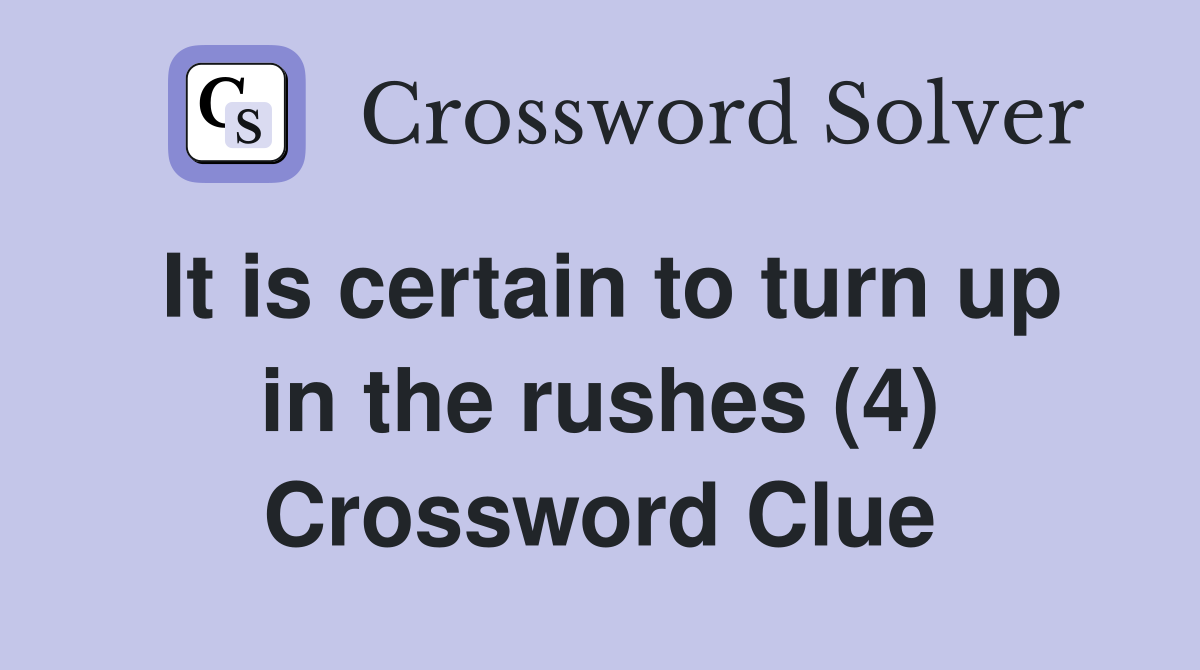 It is certain to turn up in the rushes (4) Crossword Clue