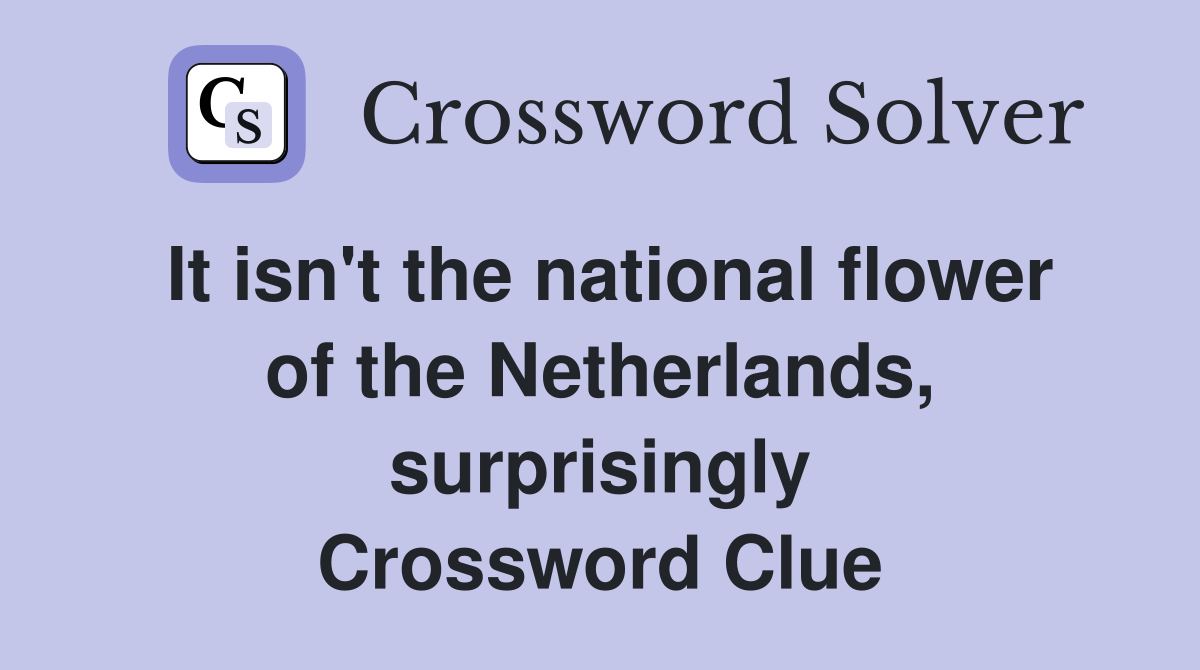 It isn't the national flower of the Netherlands, surprisingly Crossword Clue